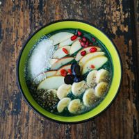Super green smoothie bowl at The Juicery Cafe in Pokhara