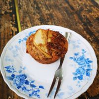 Apple/cinnamon muffin. Not great, but oke. at The Juicery Cafe in Pokhara
