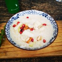 Poached pear oatmeal at The Juicery Cafe in Pokhara