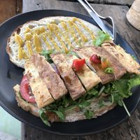 Tofu sandwich vegan at The Juicery Cafe in Pokhara