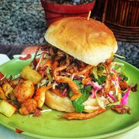 Mushroom burger at The Juicery Cafe in Pokhara