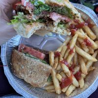 Eggplant poboy and BLT   at Simply Green Cafe in Ramsey