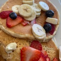 Pancakes with fruit!  at Simply Green Cafe in Ramsey