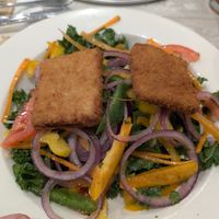 Kale salad with crispy tofu added at Simply Green Cafe in Ramsey