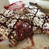 Stuffed French toast with raspberry sauce at Simply Green Cafe in Ramsey