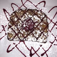 Raspberry cream cheeze stuffed french toast at Simply Green Cafe in Ramsey