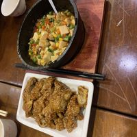 Mapo Tofu & some kind of fake meat   at Mei Sin 美欣素食 in Hualien