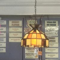 Dairy free flavors (obstructed by the light unfortunately) at Ice Cream Factory in Boothbay Harbor