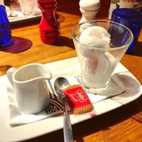 Coconut sorbet with espresso on the side to make affogato at Pizza Express - St Davids in Cardiff