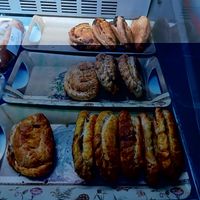 Mushroom; cheese; Jamaican pasties at Hot Pantry Bakery in Cardiff