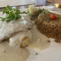 Sausage paillard and alfreddo sauce  at Camaraderia Gastrobar in Belo Horizonte