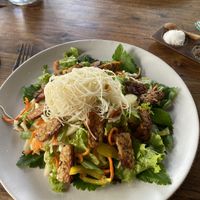 Salad with temoeh and rice noodles  at Sarinbuana Eco Lodge Restaurant in Tabanan