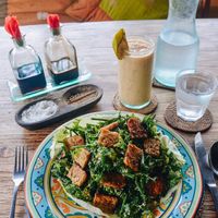 The fern tip salad! at Sarinbuana Eco Lodge Restaurant in Tabanan