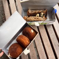 toasties and doughnuts in repurposed milk boxes😄 at Let Them Eat Vegan in Dunedin