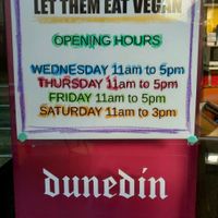 opening hours at Let Them Eat Vegan in Dunedin