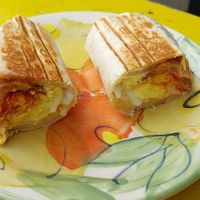 Breakfast burrito at Let Them Eat Vegan in Dunedin