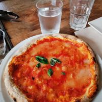 Vegan pizza margherita at Tarifa EcoCenter in Tarifa