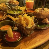 Soy Burger and Friess  at Spirulina in Puerto Escondido