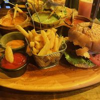 Soy Burger and Friess  at Spirulina in Puerto Escondido