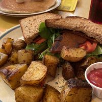 Vegan BLAT and pancake at The Toasted Owl Cafe - S Mikes Pike St in Flagstaff