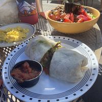 vegan burrito, Just Egg, 
happy trails salad   at The Toasted Owl Cafe - S Mikes Pike St in Flagstaff