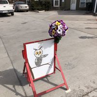 Cute sidewalk sign at The Toasted Owl Cafe - S Mikes Pike St in Flagstaff