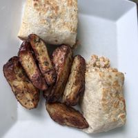 Chickpea wrap & potatoes   at Garden Cafe of Woodstock in Woodstock