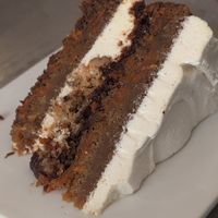 Carrot cake with pecan praline coconut filling at Garden Cafe of Woodstock in Woodstock