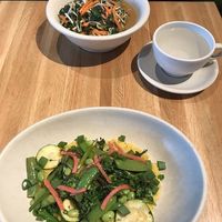 Cauliflower polenta (front) and Winter Immunity Bowl from the new 2020 Winter menu! Both vegan and delicious! at True Food Kitchen in Plano