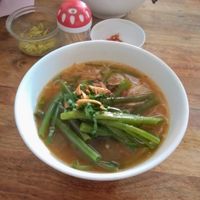 Bun Thai (noodles, fried onion, morning glory - I wish there were more vegetables but it had a nice tomato taste though) at Pham Hong Phuoc in Ho Chi Minh City