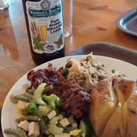 Baked potatoe, salads & beer
All vegan! at Hendersons at St. John's in Edinburgh