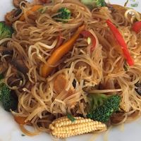 Rice noodles with vegetables at Sat Nam in Antigua