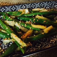 Steamed green beans at Sat Nam in Antigua