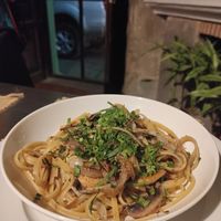 Pasta with babaganoush at Sat Nam in Antigua
