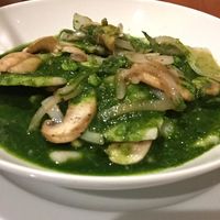 Tapioca  Ravioli stuffed with pumpkin with pesto sauce mushrooms and onion. 60 Q. at Sat Nam in Antigua