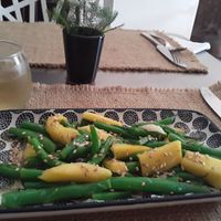 Steamed green beans with pineapple,garlic and Sésamo oil at Sat Nam in Antigua