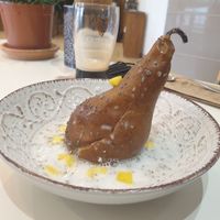 Baked pear 🍐 and vegan cream at V-Thos in Javea