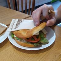 Mozzarella pesto sandwich at Essenza in Grosseto