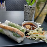 Vegan summer rolls (Tofu & Avocado) + ice tea at Wok and Roll in Bochum