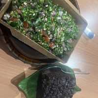 tabouli and oat brownie  at Sara Green - Vegan Bistro in Bucharest