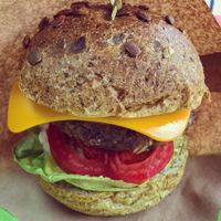 Vegan Cheeseburger at Sara Green - Vegan Bistro in Bucharest