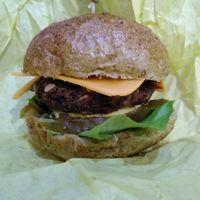 The mushrooms burger at Sara Green - Vegan Bistro in Bucharest