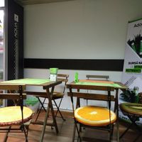 Cute fruity chairs! at Sara Green - Vegan Bistro in Bucharest