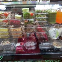 Salad and dessert choices at Sara Green - Vegan Bistro in Bucharest