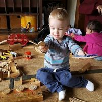 Toys and crib available in main dining area at Shokudo Pace in Kamakura