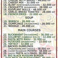 New veg menu!
Privet Restaurant open every day 11:00-21:00. Monday close. at Privet Russian Food in Vientiane