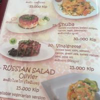 menu at Privet Russian Food in Vientiane