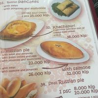 menu at Privet Russian Food in Vientiane