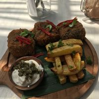 Vegan fish n chips  at Cafe Organic in Canggu