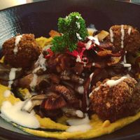 Herb roasted mushroom stack  at Cafe Organic in Canggu